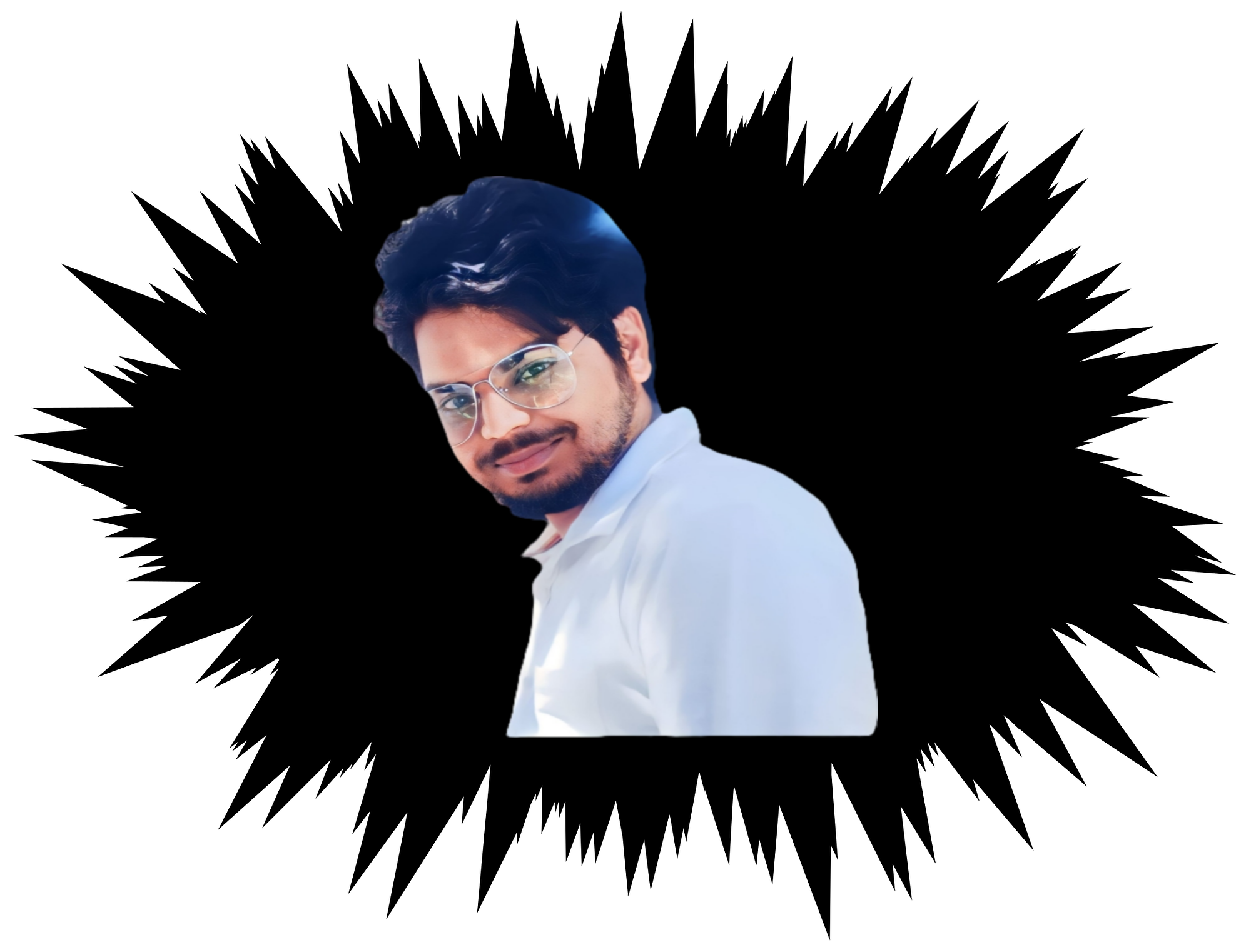 A man in a blue shirt with a happy expression